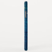 Coques Case-Mate iPhone Papillons d'or sur un Arrière - plan bleu (Dos/Droite)