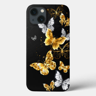 Case-Mate iPhone Case Papillons dorés et blancs