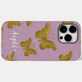 Coques Case-Mate iPhone Papillons dorés Nom personnalisé (Verso (horizontal))