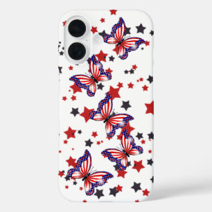 Coques iPhone 16 Papillons du drapeau patriotique