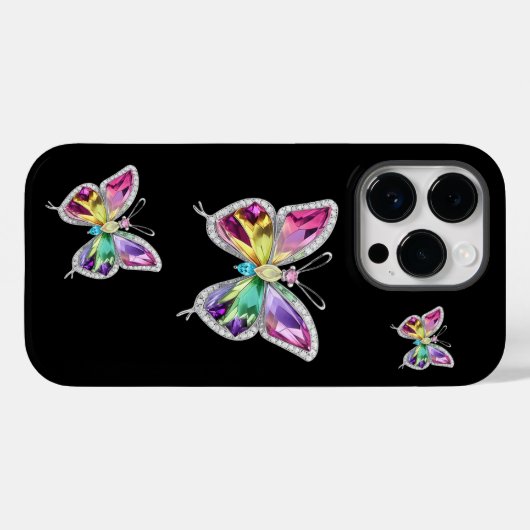 Coques Case-Mate iPhone Papillons en cristal arc-en-ciel (Verso (horizontal))