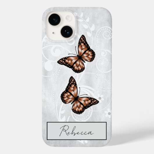 Coques Case-Mate iPhone Papillons en cuivre brillants (Verso)