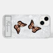 Coques Case-Mate iPhone Papillons en cuivre brillants (Verso (horizontal))
