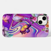 Coques Case-Mate iPhone Papillons et arrière - plan tourbillonné multicolo (Verso (horizontal))