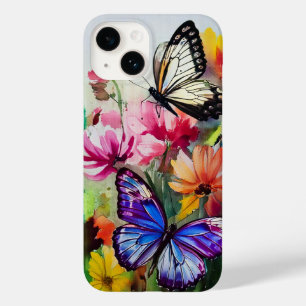 Coque Pour iPhone 14 Papillons et fleurs