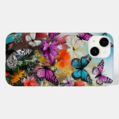 Coques Case-Mate iPhone Papillons et fleurs (Verso (horizontal))