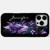 Coques Case-Mate iPhone Papillons et plumes pourpres Dreamcatcher (Verso (horizontal))
