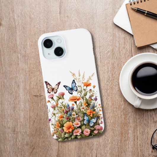Coques Case-Mate iPhone Papillons fleur sauvage Aquarelle Jardin