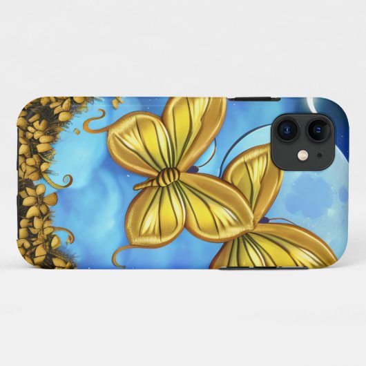 Coques Case-Mate iPhone Papillons lune et or (Dos (Horizontal))