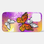 Coques Case-Mate iPhone Papillons Monarque sur Arrière - plan pourpre (Verso (horizontal))
