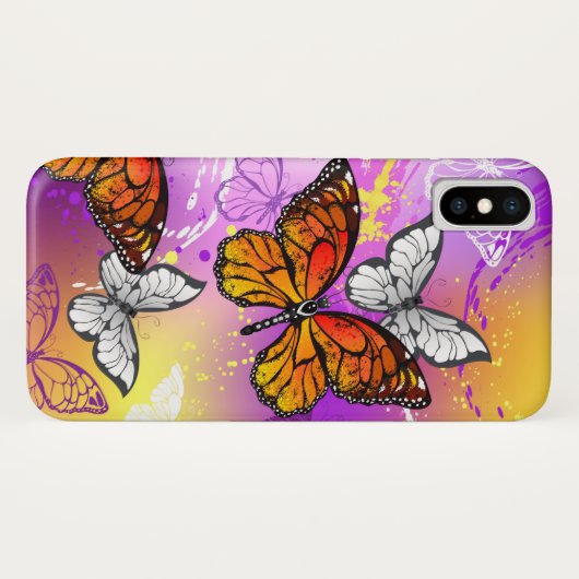 Coques Case-Mate iPhone Papillons Monarque sur Arrière - plan pourpre (Dos (Horizontal))