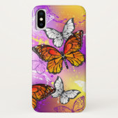 Coques Case-Mate iPhone Papillons Monarque sur Arrière - plan pourpre (Dos)