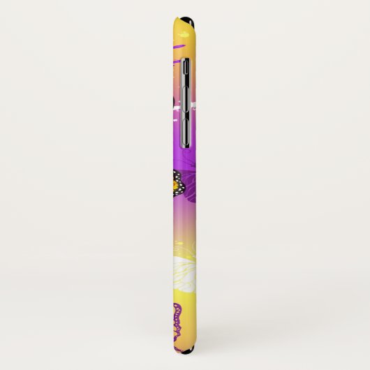 Coques Case-Mate iPhone Papillons Monarque sur Arrière - plan pourpre (Dos/Gauche)