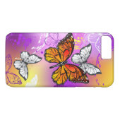 Coques Case-Mate iPhone Papillons Monarque sur Arrière - plan pourpre (Dos (Horizontal))