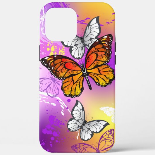 Coques Case-Mate iPhone Papillons Monarque sur Arrière - plan pourpre (Verso)