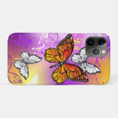 Coques Case-Mate iPhone Papillons Monarque sur Arrière - plan pourpre (Dos (Horizontal))