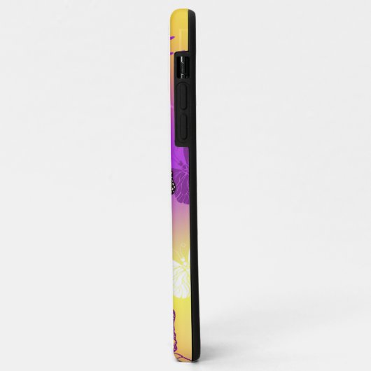 Coques Case-Mate iPhone Papillons Monarque sur Arrière - plan pourpre (Dos/Gauche)