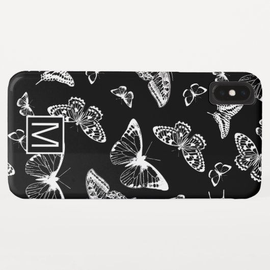 Coques Case-Mate iPhone Papillons Monogrammes GL BW (Dos (Horizontal))