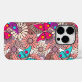 Coques Case-Mate iPhone Papillons muraux et fleurs colorés (Verso (horizontal))