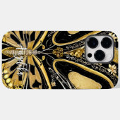 Coques Case-Mate iPhone Papillons Noir et Or Nom personnalisé (Verso (horizontal))