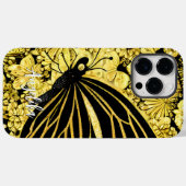 Coques Case-Mate iPhone Papillons noirs et dorés Nom personnalisé (Verso (horizontal))