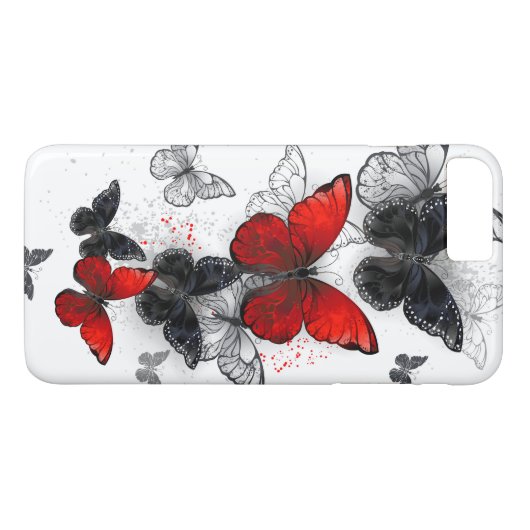 Coques Case-Mate iPhone Papillons noirs et rouges volants (Dos (Horizontal))