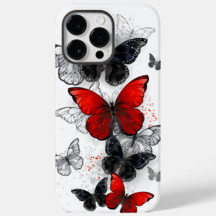 Coque Pour Pour iPhone 14 Pro Max Papillons noirs et rouges volants