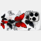Coques Case-Mate iPhone Papillons noirs et rouges volants (Verso (horizontal))