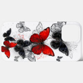 Coques Case-Mate iPhone Papillons noirs et rouges volants (Verso (horizontal))
