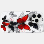 Coques Case-Mate iPhone Papillons noirs et rouges volants (Verso (horizontal))