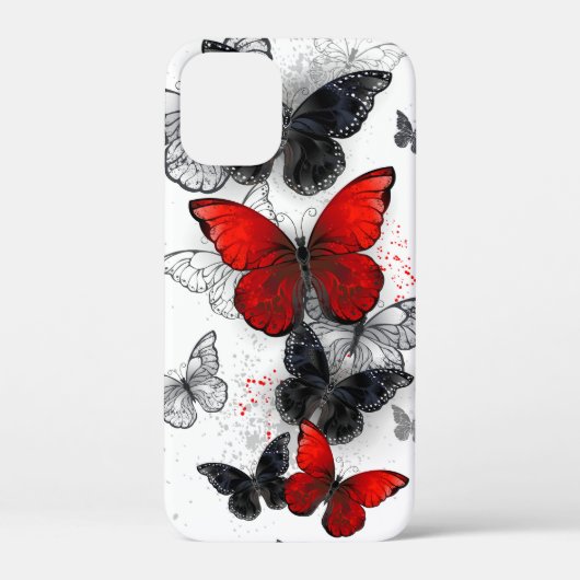 Coques Case-Mate iPhone Papillons noirs et rouges volants (Verso)