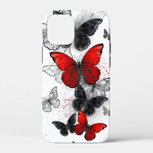 Coques Case-Mate iPhone Papillons noirs et rouges volants (Verso)