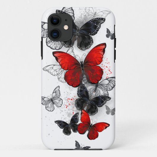 Coques Case-Mate iPhone Papillons noirs et rouges volants (Dos)
