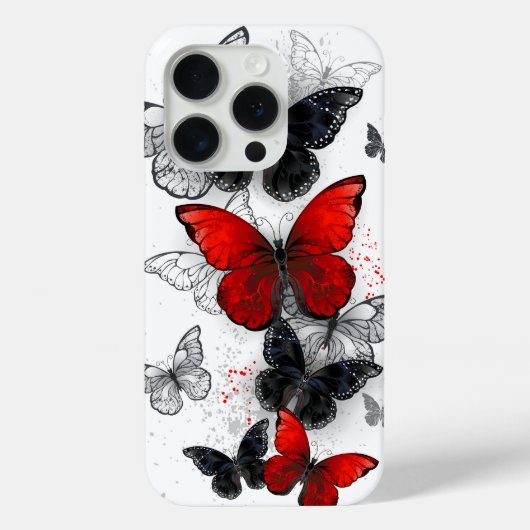 Coques Case-Mate iPhone Papillons noirs et rouges volants (Verso)