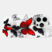 Coques Case-Mate iPhone Papillons noirs et rouges volants (Verso (horizontal))