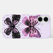 Coques Case-Mate iPhone Papillons noirs, roses et violets (Verso (horizontal))