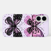 Coques Case-Mate iPhone Papillons noirs, roses, violets (Verso (horizontal))