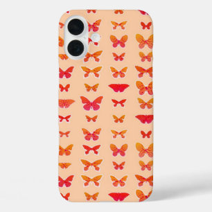 iPhone 16 Plus Case Papillons, orange, corail, arrière - plan orange