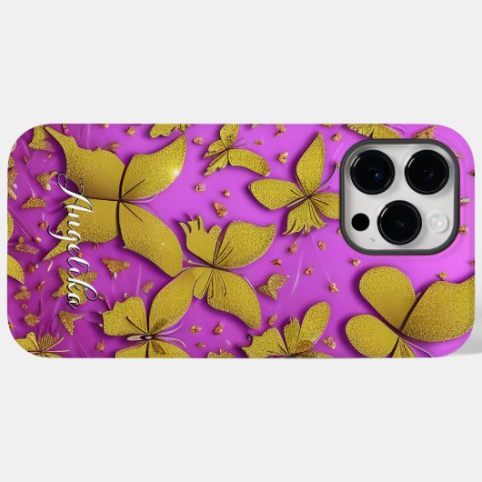 Coques Case-Mate iPhone Papillons Parties scintillant or Arrière - plan ro (Verso (horizontal))