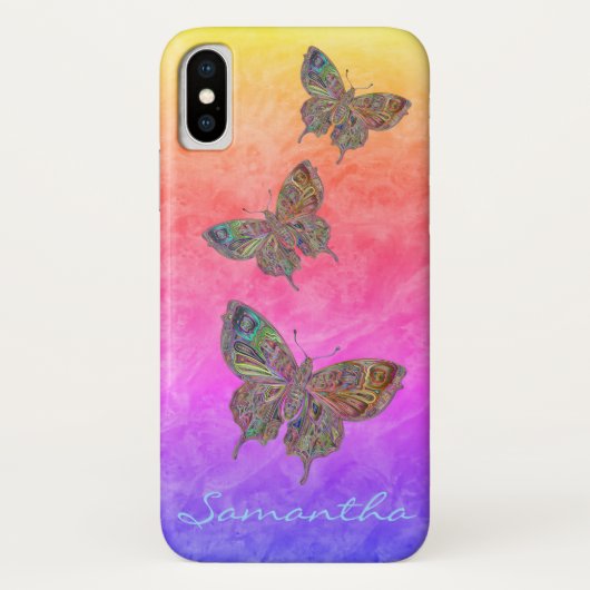 Coques Case-Mate iPhone Papillons Pastel Arc-en-ciel *Personnaliser* (Dos)