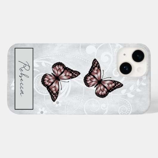 Coques Case-Mate iPhone Papillons rose brillant (Verso (horizontal))