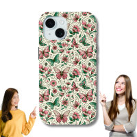 Papillons rose et vert Motif floral
