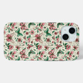 Coques Case-Mate iPhone Papillons rose et vert Motif floral (Verso (horizontal))