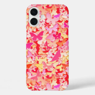 iPhone 16 Plus Case Papillons, rose, pêche, corail