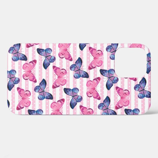 Coques Case-Mate iPhone Papillons roses mignons (Verso (horizontal))