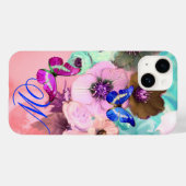 COQUES Case-Mate iPhone PAPILLONS, ROSES TEAL ROSE ET FLEURS D'ANÉMONE (Verso (horizontal))
