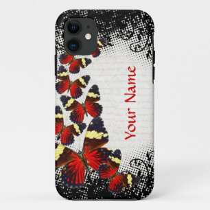 Etui iPhone Case-Mate Papillons rouges sur la dentelle noire