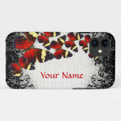 Coques Case-Mate iPhone Papillons rouges sur la dentelle noire (Dos (Horizontal))
