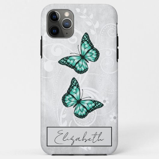 Coques Case-Mate iPhone Papillons Turquoises brillants (Dos)