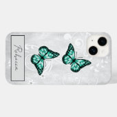 Coques Case-Mate iPhone Papillons Turquoises brillants (Verso (horizontal))